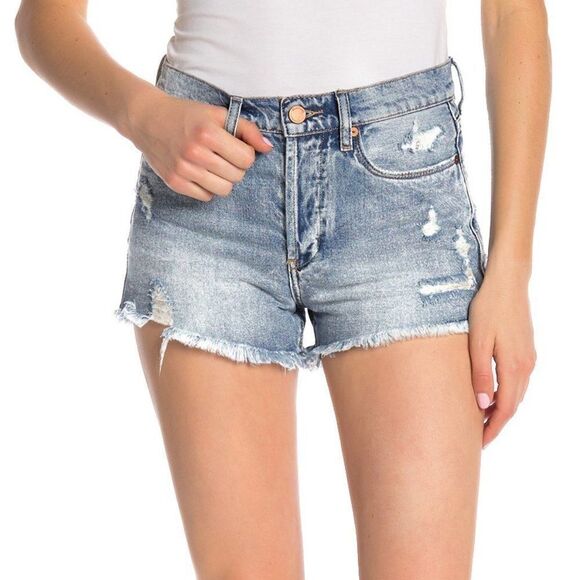 NWT Blank NYC High Rise Cut Off Denim Micro Shorts Sz 26 - Picture 1 of 6